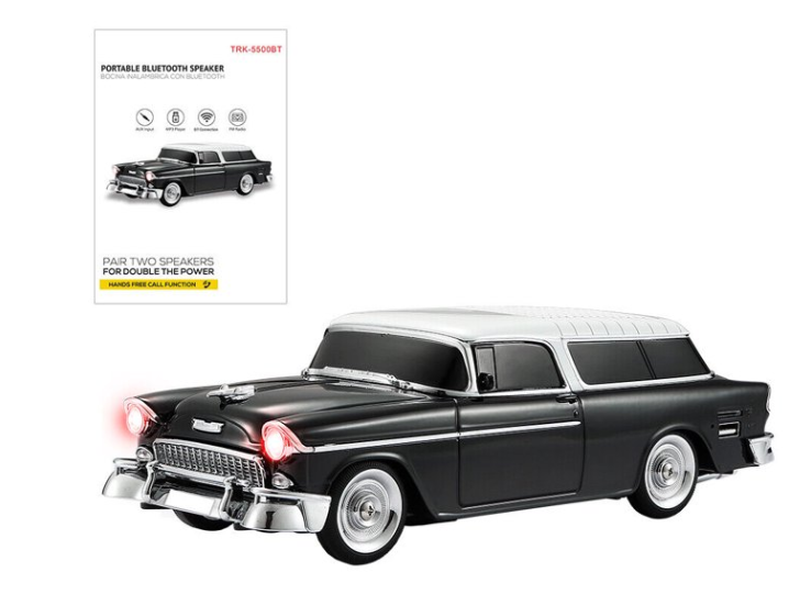 WSTER 1955 Vintage Replica Retro Ride Car Bluetooth Speaker – Portable Sound System (Black)