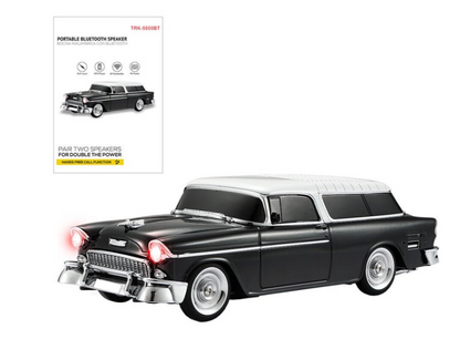 WSTER 1955 Vintage Replica Retro Ride Car Bluetooth Speaker – Portable Sound System (Black)