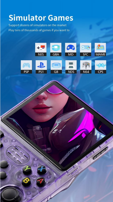 R36S Open Source Handheld Game Console – Large Screen, 64GB Storage, Long Battery Life, Retro Gaming System, Multi-Color (Orange, Black, Purple, Blue, White)