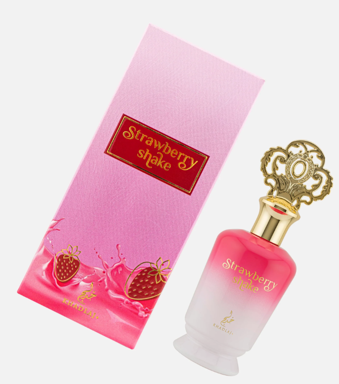 KHADLAJ Strawberry Shake Eau de Parfum Spray for Women 3.4 FL OZ (100ml) Sweet Creamy Strawberry Milkshake Fruity Floral Long Lasting Arabian Perfume Gift Fragrance for Her