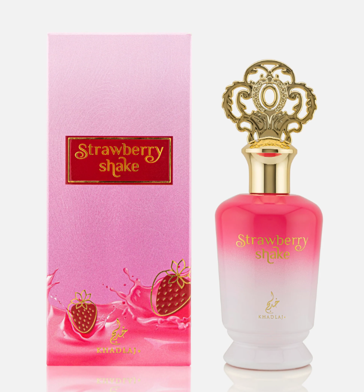 KHADLAJ Strawberry Shake Eau de Parfum Spray for Women 3.4 FL OZ (100ml) Sweet Creamy Strawberry Milkshake Fruity Floral Long Lasting Arabian Perfume Gift Fragrance for Her