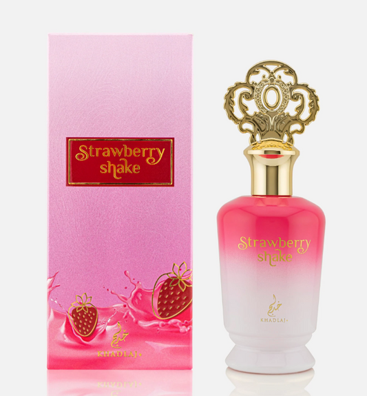 KHADLAJ Strawberry Shake Eau de Parfum Spray for Women 3.4 FL OZ (100ml) Sweet Creamy Strawberry Milkshake Fruity Floral Long Lasting Arabian Perfume Gift Fragrance for Her