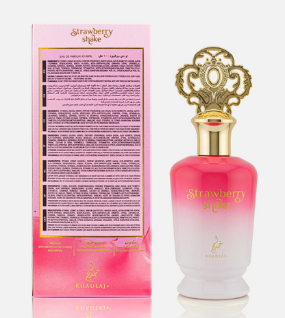 KHADLAJ Strawberry Shake Eau de Parfum Spray for Women 3.4 FL OZ (100ml) Sweet Creamy Strawberry Milkshake Fruity Floral Long Lasting Arabian Perfume Gift Fragrance for Her