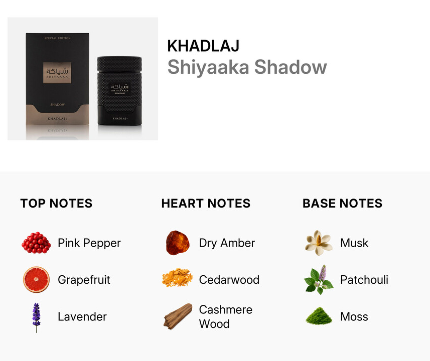 Khadlaj Shiyaaka Shadow Eau de Parfum Spray Unisex 3.4 FL OZ (100ml) Spicy Woody Fruity Earthy Long Lasting Arabic Perfume Luxury Signature Fragrance