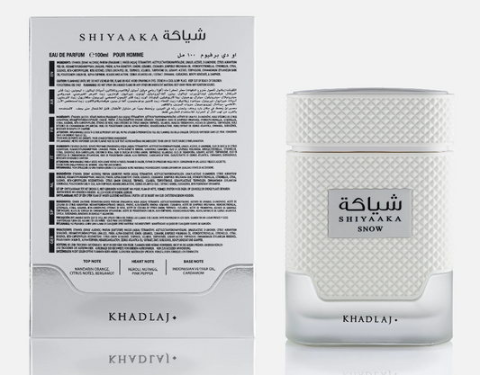 KHADLAJ Shiyaaka Snow Special Edition Eau de Parfum Spray for Men 3.4 FL OZ (100ml) Fresh Citrus Woody Aromatic Long Lasting Luxury Arabic Perfume Exclusive Masculine Fragrance