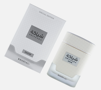 KHADLAJ Shiyaaka Snow Special Edition Eau de Parfum Spray for Men 3.4 FL OZ (100ml) Fresh Citrus Woody Aromatic Long Lasting Luxury Arabic Perfume Exclusive Masculine Fragrance