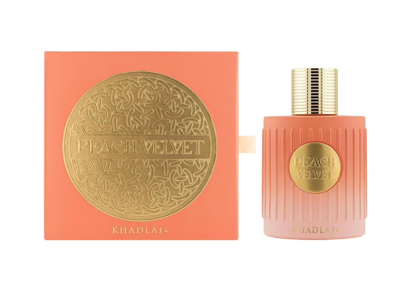 Khadlaj Peach Velvet Eau de Parfum Spray for Women 3.4 FL OZ (100ml) Sweet Fruity Gourmand Peach Vanilla Amber Caramel Long Lasting Luxury Arabic Perfume