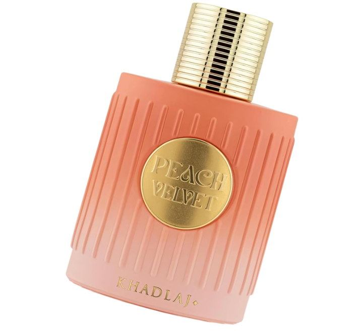 Khadlaj Peach Velvet Eau de Parfum Spray for Women 3.4 FL OZ (100ml) Sweet Fruity Gourmand Peach Vanilla Amber Caramel Long Lasting Luxury Arabic Perfume