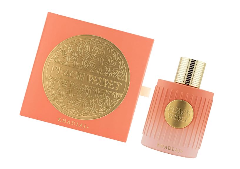 Khadlaj Peach Velvet Eau de Parfum Spray for Women 3.4 FL OZ (100ml) Sweet Fruity Gourmand Peach Vanilla Amber Caramel Long Lasting Luxury Arabic Perfume