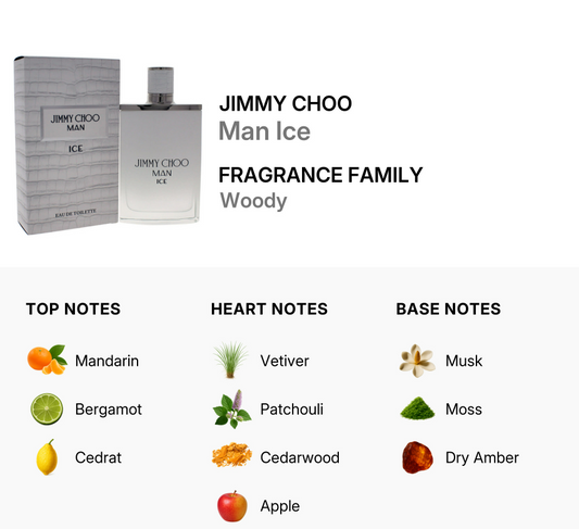 Jimmy Choo Man Ice Eau de Toilette 100ml | Fresh Citrus Woody Long Lasting Fragrance for Men | Clean Summer Designer Perfume Spray