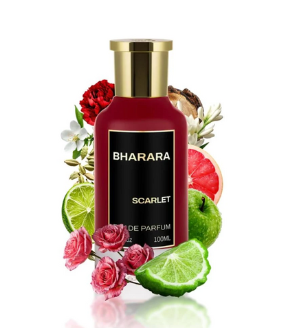 Bharara Scarlet Eau de Parfum 100ml | Citrus Floral Woody Long Lasting Luxury Fragrance for Women | Elegant Modern Perfume Spray