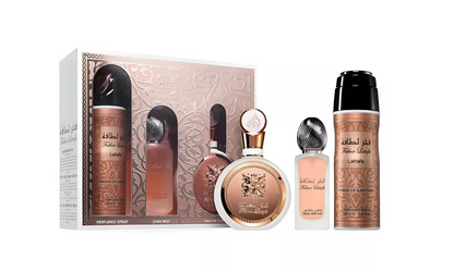 Lattafa Fakhar Lattafa 3 Piece Gift Set | Eau de Parfum + Deodorant + Travel Spray | Fresh Aromatic Woody Long Lasting Fragrance for Men