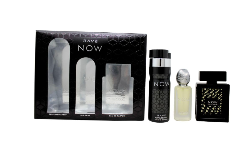 Lattafa Rave Now 3 Piece Gift Set for Men | Eau de Parfum + Deodorant + Travel Spray | Fresh Fruity Woody Long Lasting Fragrance Set