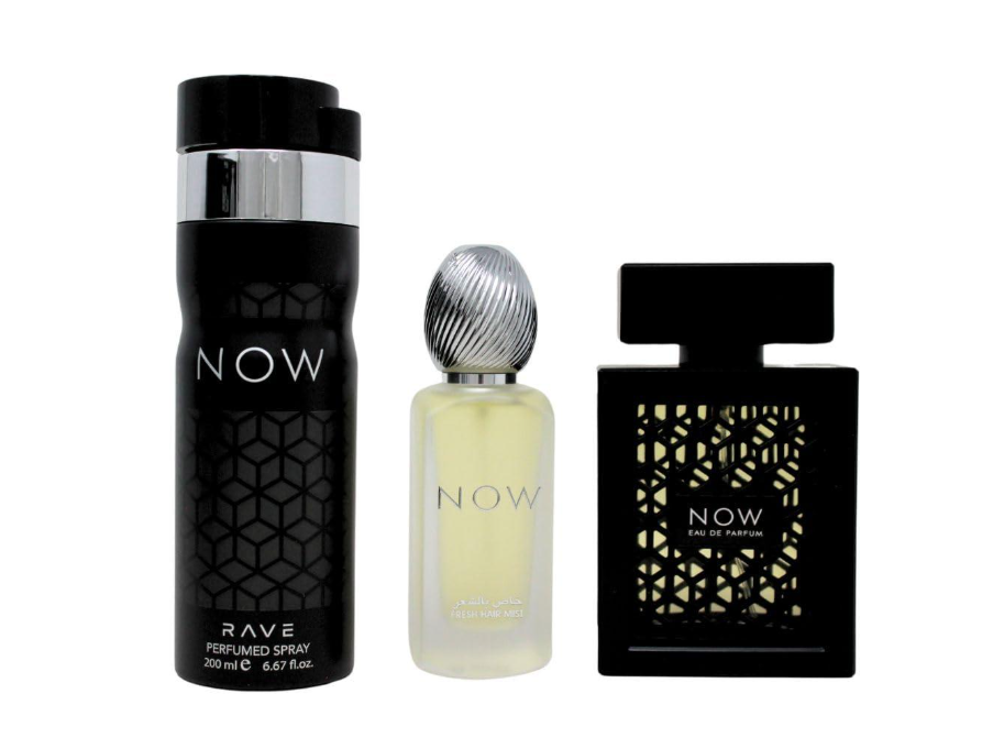 Lattafa Rave Now 3 Piece Gift Set for Men | Eau de Parfum + Deodorant + Travel Spray | Fresh Fruity Woody Long Lasting Fragrance Set