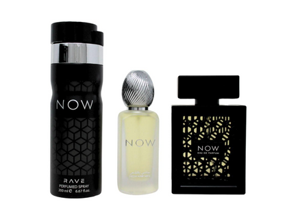 Lattafa Rave Now 3 Piece Gift Set for Men | Eau de Parfum + Deodorant + Travel Spray | Fresh Fruity Woody Long Lasting Fragrance Set