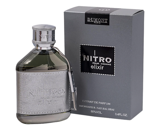 Dumont Nitro Elixir Extrait de Parfum 100ml / 3.4 fl oz | Sweet Spicy Amber Long Lasting Bold Fragrance for Men | Premium Intense Perfume Spray