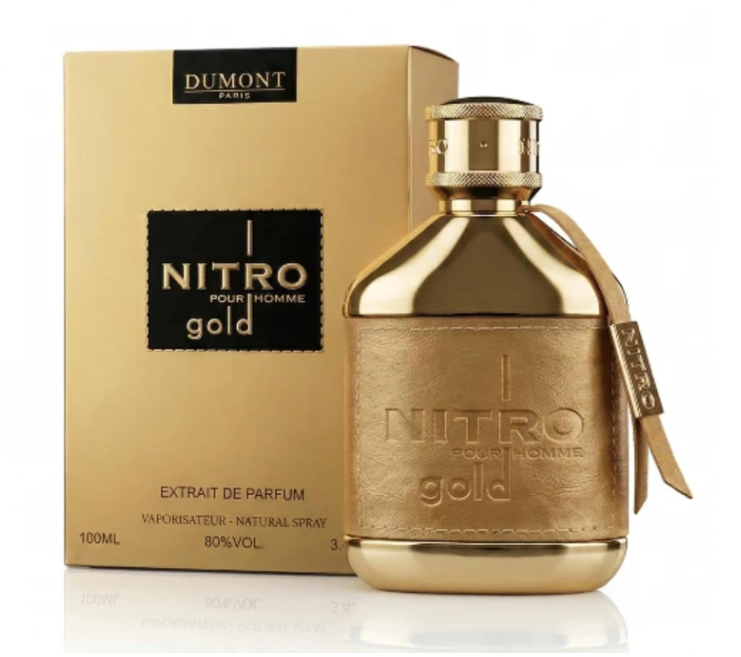 Dumont Nitro Gold Extrait de Parfum 100ml / 3.4 fl oz | Citrus Woody Amber Long Lasting Luxury Fragrance | Premium Unisex Perfume Spray