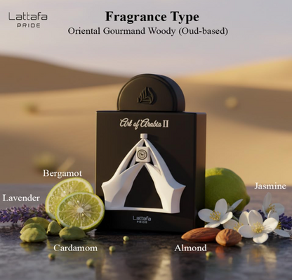 Lattafa Pride Art Of Arabia II Eau de Parfum 100ml / 3.4 fl oz | Spicy Woody Oriental Unisex Long Lasting Luxury Fragrance Spray