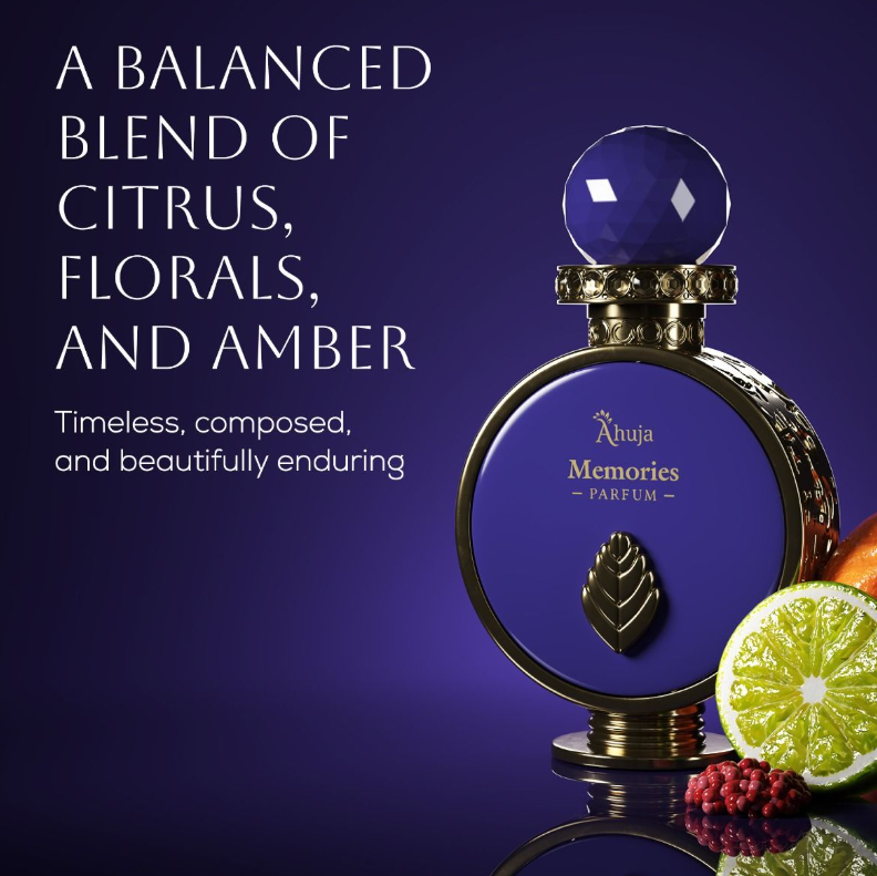 Ahuja Memories by Ahuja Extrait de Parfum 3.4 oz | Warm Sweet Woody Unisex Fragrance | Long Lasting Luxury Perfume Spray