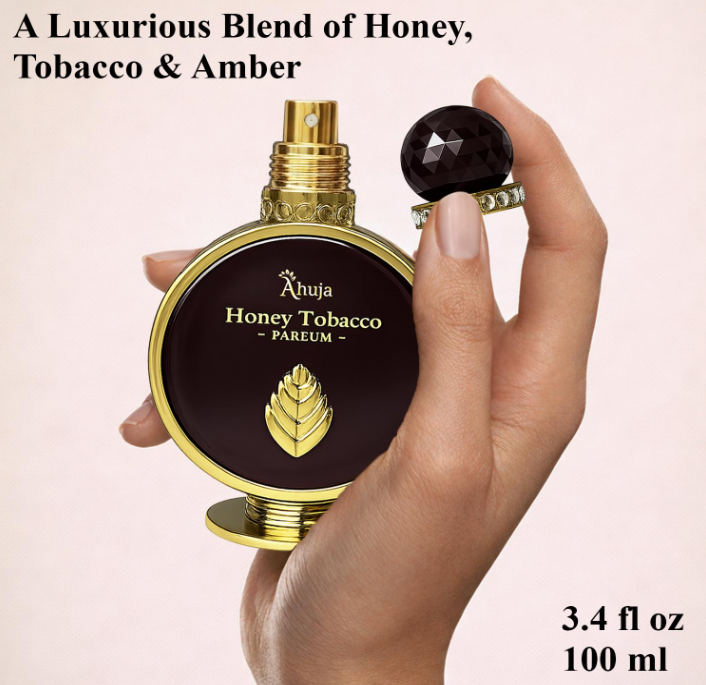 AHUJA Honey Tobacco Parfum 3.4 oz | Warm Smoky Sweet Unisex Fragrance | Long Lasting Luxury Perfume Spray