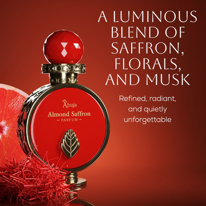 Almond Saffron by Ahuja Extrait de Parfum 3.4 oz | Warm Spicy Sweet Unisex Fragrance | Long Lasting Luxury Perfume Spray