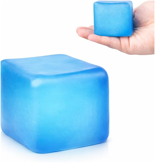 Stress Cube Squishy Stress Balls for Adults & Kids | Ice Cube Shape Fidget Sensory Toy | Soft Squeeze Anxiety Relief Toy | Purple, Green, Blue & Red