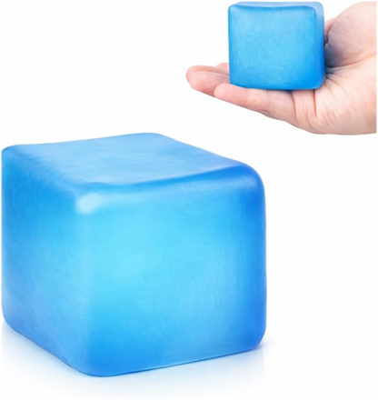 Stress Cube Squishy Stress Balls for Adults & Kids | Ice Cube Shape Fidget Sensory Toy | Soft Squeeze Anxiety Relief Toy | Purple, Green, Blue & Red