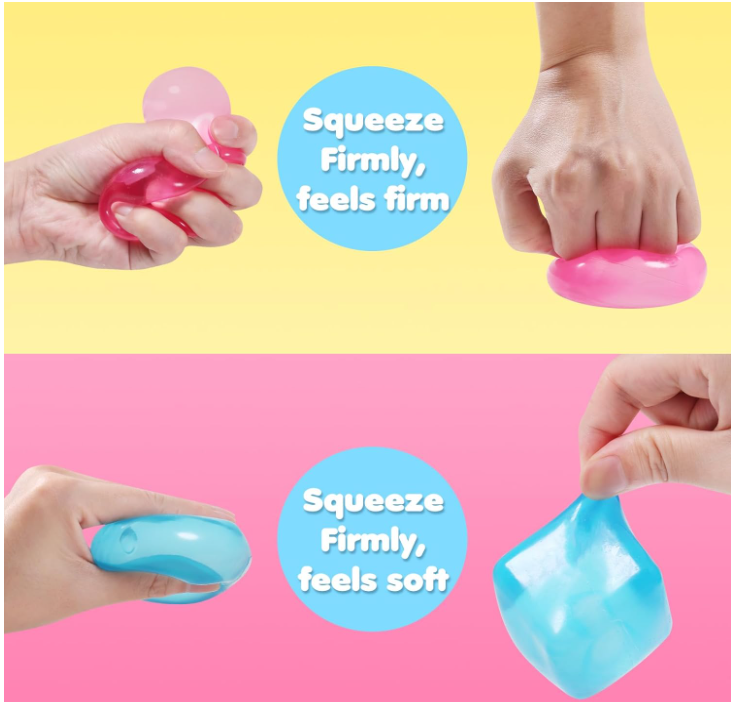 Stress Cube Squishy Stress Balls for Adults & Kids | Ice Cube Shape Fidget Sensory Toy | Soft Squeeze Anxiety Relief Toy | Purple, Green, Blue & Red