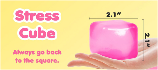 Stress Cube Squishy Stress Balls for Adults & Kids | Ice Cube Shape Fidget Sensory Toy | Soft Squeeze Anxiety Relief Toy | Purple, Green, Blue & Red