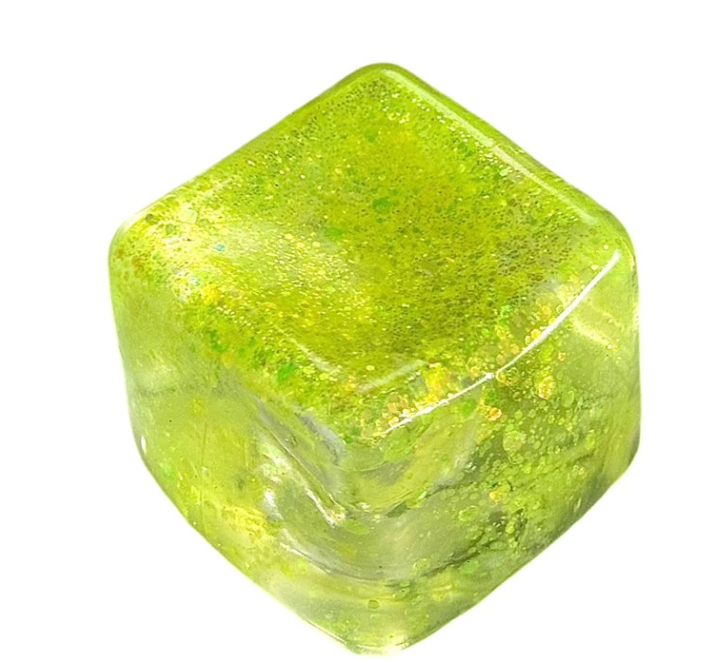 Glitter Nice Square Stress Cube Squishy Toy | Colorful Gel Ice Cube Stress Ball for Adults & Kids | Anxiety Relief Fidget Toy | Blue, Pink, Purple, Green