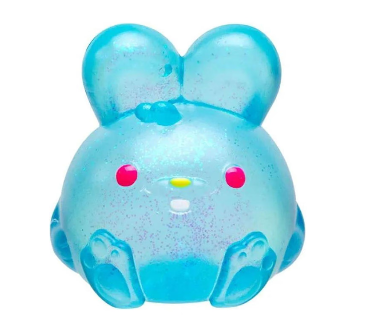 Jelly Hops Scented Bunny Squishy Fidget Toy | Soft Sensory Stress Relief Squishy for Kids & Adults | Pink Strawberry, Yellow Banana & Purple Blue