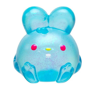 Jelly Hops Scented Bunny Squishy Fidget Toy | Soft Sensory Stress Relief Squishy for Kids & Adults | Pink Strawberry, Yellow Banana & Purple Blue