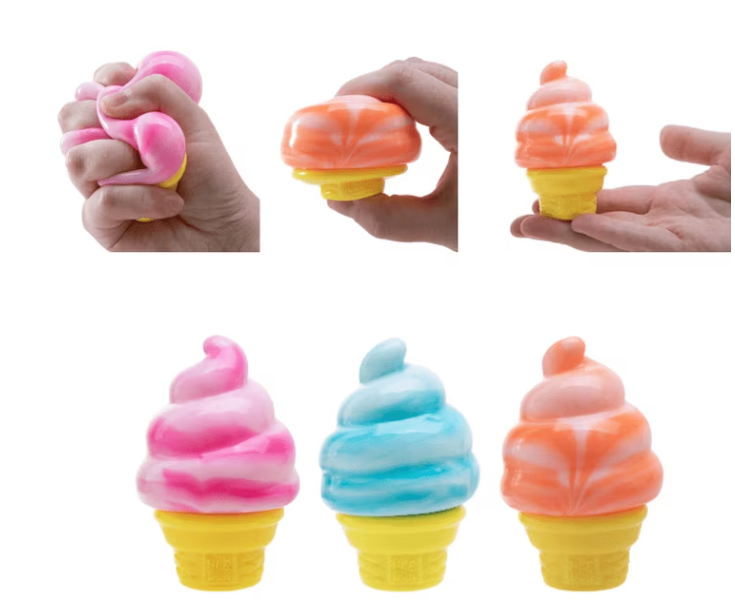 Ice Cream Cone Squishy Stress Relief Toy Sensory Fidget Squishy for Kids & Adults Soft Squeeze Anxiety Relief Random Color