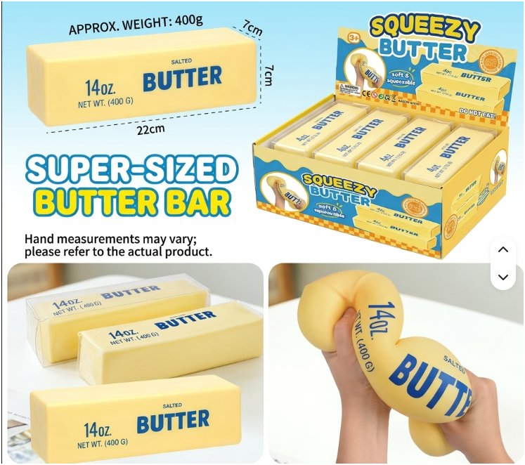 Giant Butter Squishy Toy Soft Slow Rising Rice Mochi Squeeze Fidget Toy Stress Relief Sensory Toy Kids & Adults Pink Yellow