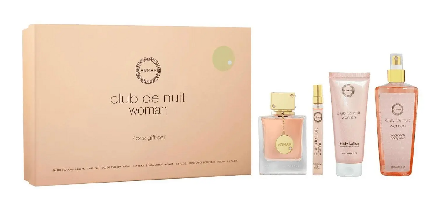 Armaf Club de Nuit Woman 4-Piece Gift Set | Eau de Parfum + Body Spray + Body Lotion + Shower Gel | Luxury Women's Fragrance Collection