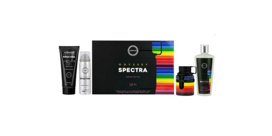 Armaf Odyssey Spectra 4-Piece Gift Set for Men | Eau de Parfum 3.4 oz + Body Lotion + Deodorant Stick + Shampoo | Luxury Men's Grooming Collection