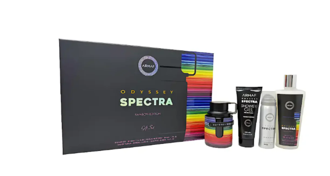 Armaf Odyssey Spectra 4-Piece Gift Set for Men | Eau de Parfum 3.4 oz + Body Lotion + Deodorant Stick + Shampoo | Luxury Men's Grooming Collection