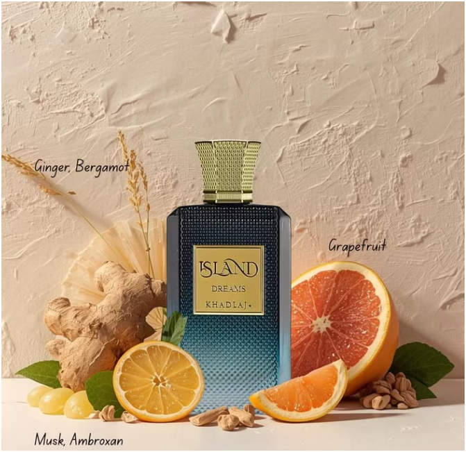 Khadlaj Island Dreams Extrait de Parfum 100ml (3.4 oz) | Tropical Fruity Floral Unisex Fragrance | Long Lasting Luxury Perfume Spray