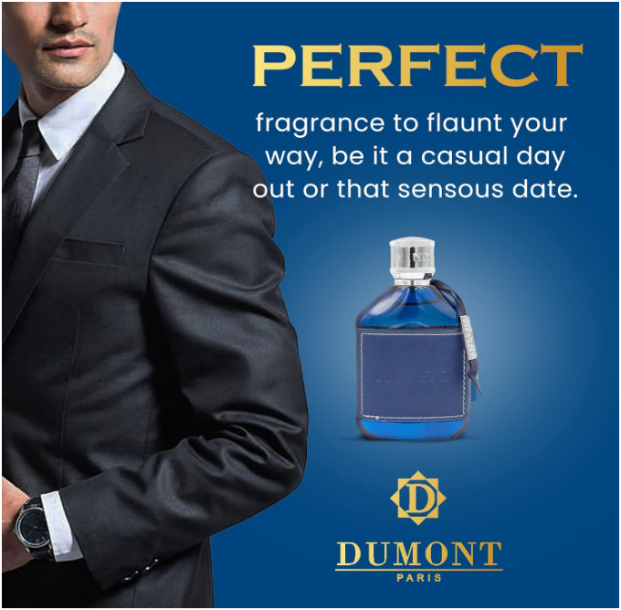 Dumont Nitro Pour Homme Blue Eau de Parfum 100ml | Fresh Aquatic Woody Men's Fragrance | Long Lasting Perfume Spray