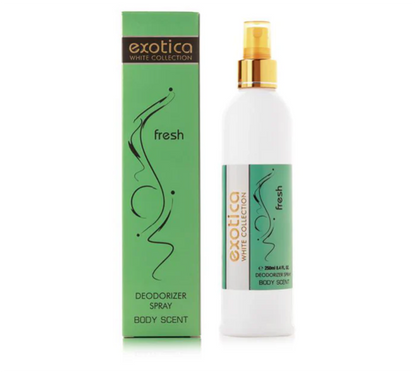 Exotica White Collection Body Deodorizer Spray 250ml | Fresh, Nightingale, Touch & Black Musk | Unisex Long Lasting Body Spray