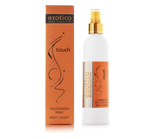 Exotica White Collection Body Deodorizer Spray 250ml | Fresh, Nightingale, Touch & Black Musk | Unisex Long Lasting Body Spray
