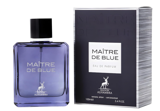 Maison Alhambra Maître de Blue Eau de Parfum 100ml (3.4 oz) | Fresh Aromatic Woody Men’s Fragrance | Long Lasting Perfume Spray