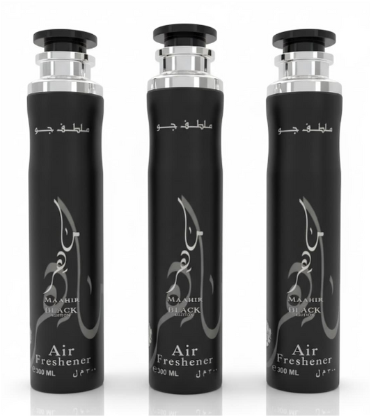 Maahir Black Edition Air Freshener 3 Piece Set | Long Lasting Arabian Home & Car Fragrance | Premium Scent Collection