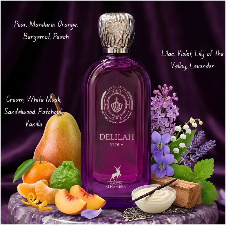 Maison Alhambra Delilah Viola Eau de Parfum 100ml (3.4 oz) | Fruity Floral Musk Women's Fragrance | Long Lasting Perfume Spray