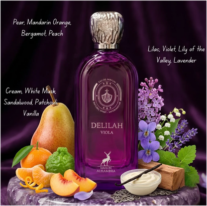 Maison Alhambra Delilah Viola Eau de Parfum 100ml (3.4 oz) | Fruity Floral Musk Women's Fragrance | Long Lasting Perfume Spray