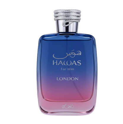 Rasasi Hawas London Eau de Parfum 100ml (3.38 oz) | Spicy Fruity Floral Amber Men's Fragrance | Long Lasting Perfume Spray
