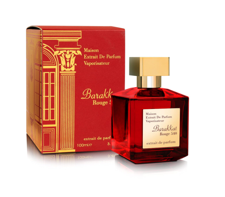 Fragrance World Barakkat Rouge 540 Extrait de Parfum 100ml (3.4 oz) | Sweet Amber Woody Unisex Fragrance | Long Lasting Perfume Spray