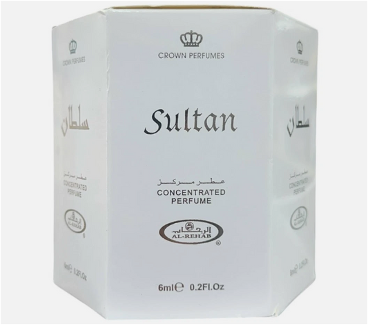 Al Rehab Sultan Concentrated Perfume Oil 6ml x 6 Pack | Bergamot, Amber, Cedarwood & Musk | Long Lasting Roll-On Perfume