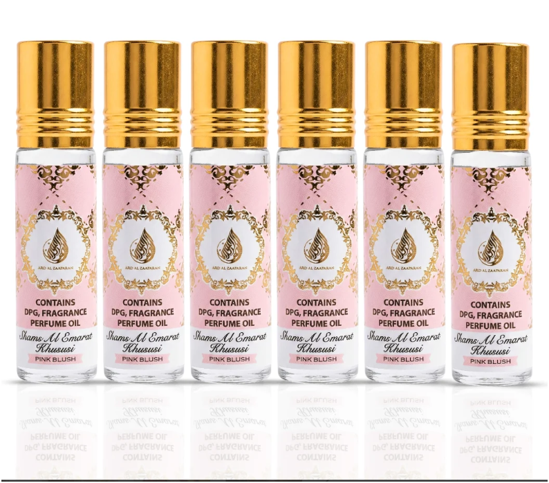 Ard Al Zaafaran Shams Al Emarat Khususi Pink Blush Concentrated Perfume Oil 10ml x 12 Pack | Raspberry, Marshmallow, Strawberry & Vanilla | Women's Roll-On Fragrance