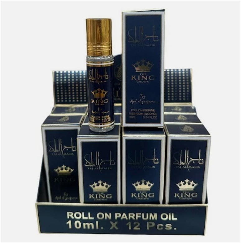 Ard Al Zaafaran Taj Al Malik The King Crown Concentrated Perfume Oil 10ml x 12 Pack | Citrus, Spicy, Woody & Cocoa | Roll-On Fragrance